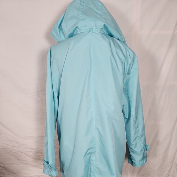 Norm Thompson Women Blue Windbreaker Lightweight Jacket Large Button Front Hood - Picture 9 of 16